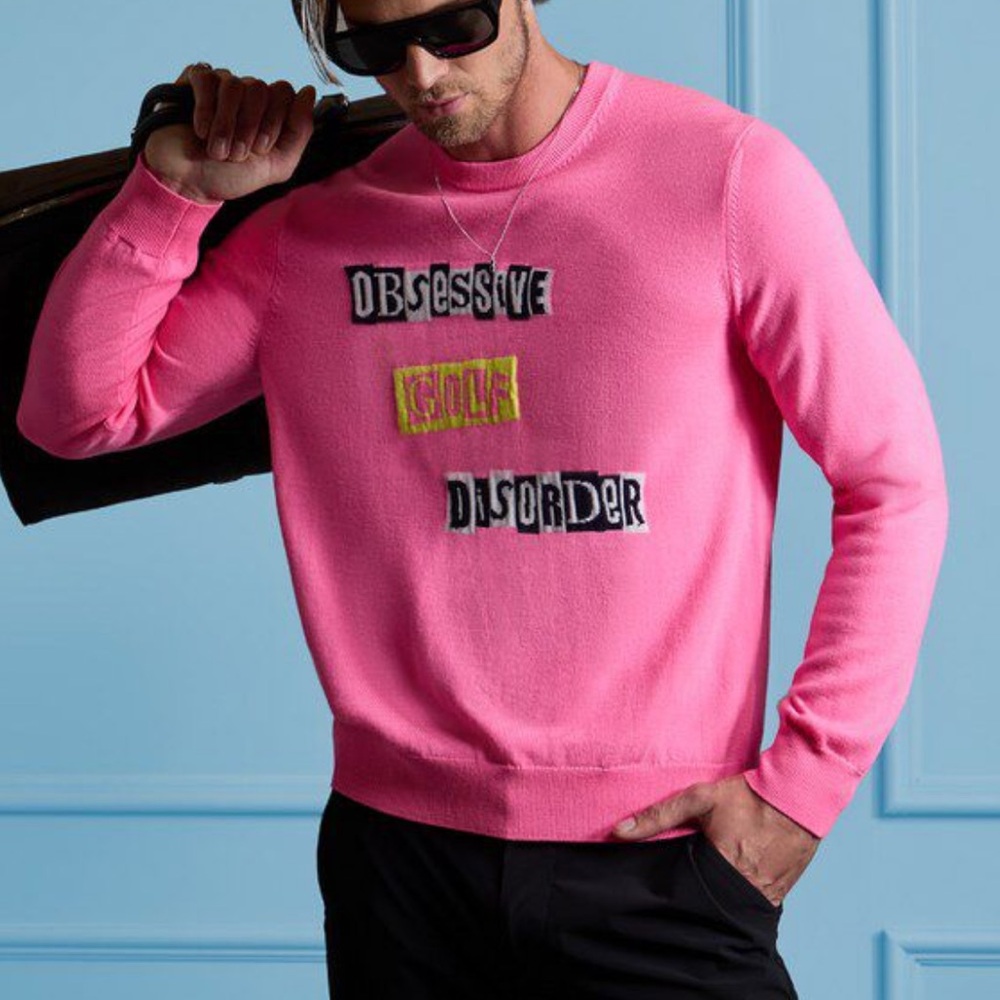 G/FORE Pink Crewneck Sweater with Graphic Design
